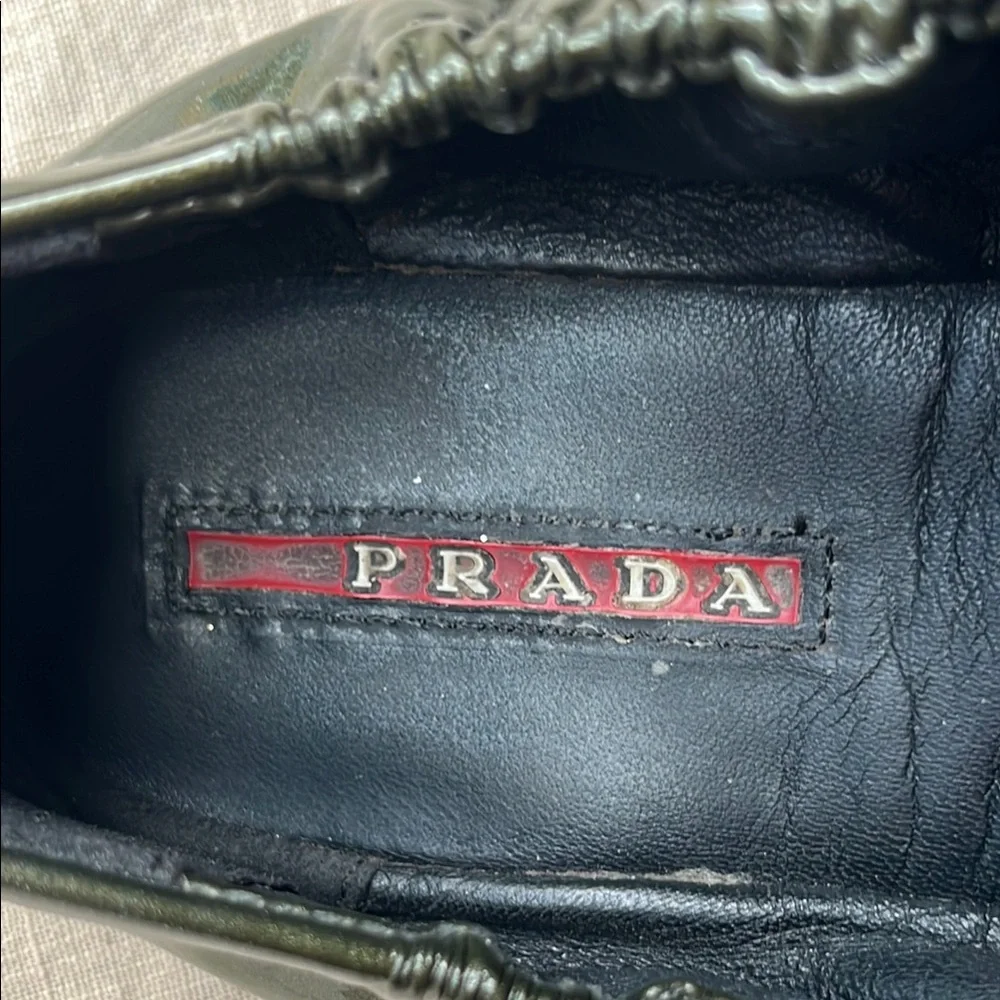 Prada Green Flats with Bow Detail - Picture 9 of 11